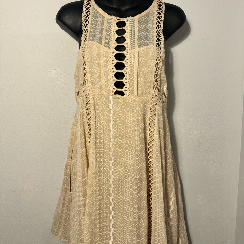 Free people cream lined sleeves Dress Sz S